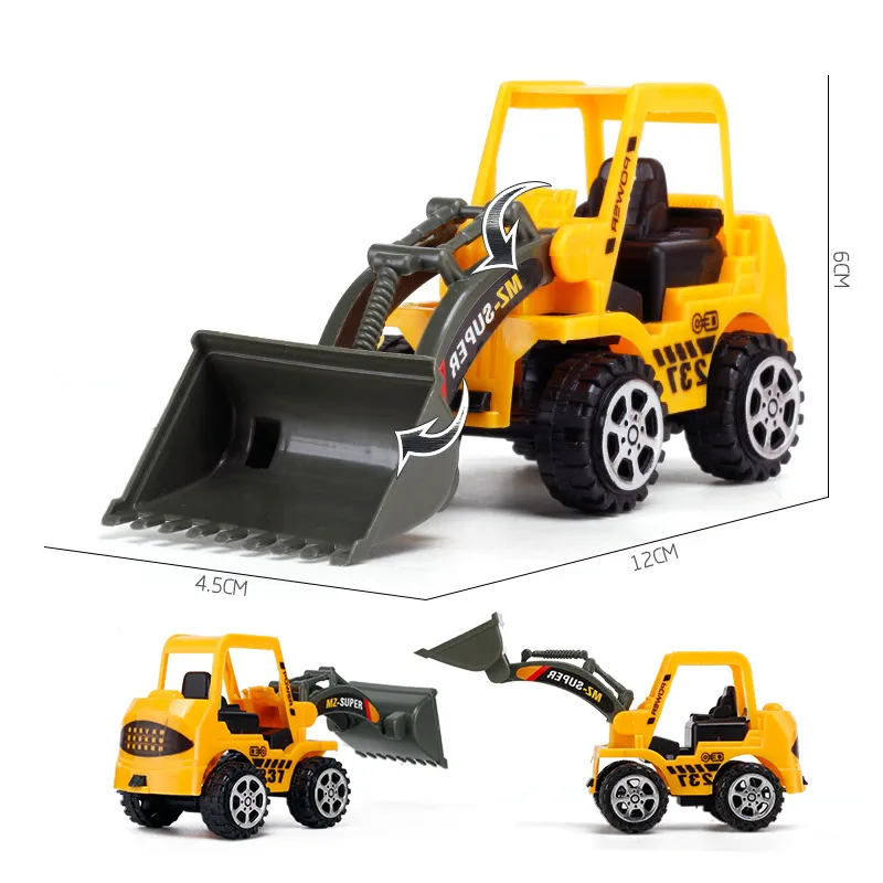 6 Teile/satz Großhandel Fahrzeug Lkw Auto Kunststoff Diecast Bau Bulldozer Engineering Modell Spielzeug Für Kinder Kinder Jungen Geschenk