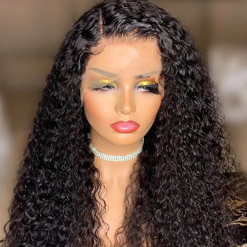 26inch Wig Deep Wig Wig Curly Human Hair Wigs for Women Pre-Clued Hirline avec des cheveux bébé remy Peruvian 4x4 Lace Fermeure Wig Bob9736956