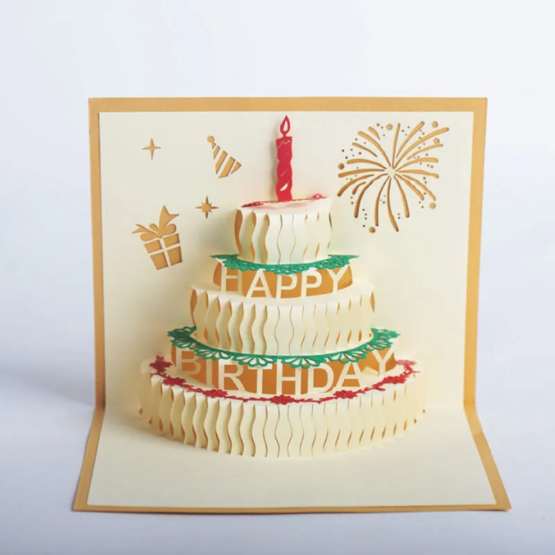 10 Stijlen Gemengde 3D Gelukkige Verjaardag Cake Pop Up Zegen Wenskaarten Handgemaakte Creatieve Feestelijke Feestartikelen2223