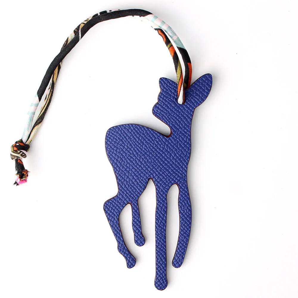 有名なブランドシルクカスタムメイドの手作りの本物の革のかわいい鹿キーチェーン動物馬馬バッグチャームバックパックペンダントT27468189