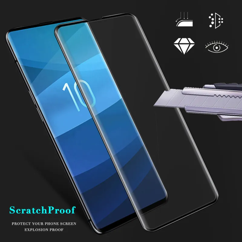 Para Samsung S10 S9 Nota 10 S8 Plus Galaxy Note 9 Glass temperado S20 Ultra Plus Protetor de tela inteira 3D Campa completa curva1300884