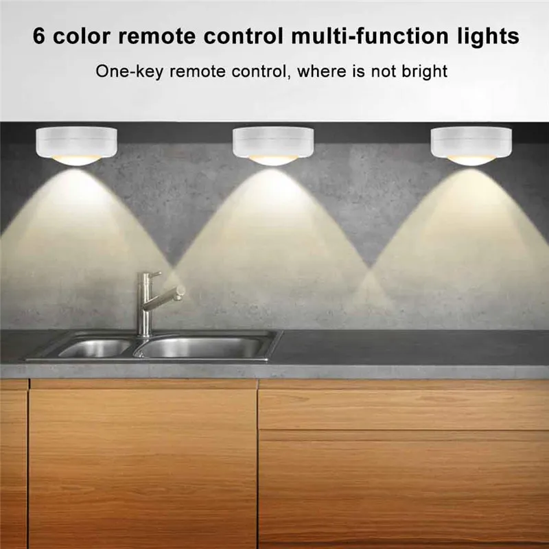 Ściągaże RGB LED Lampka Lampa kuchenna Czujnik dotykowy szafa szafka szafka nocna światła Puck z zdalnym kontrolerem 267y