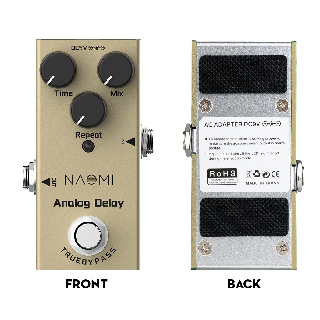 NAOMI Mini Delay Pedal E-Gitarre Analog Delay Effektpedal True Bypass Aluminiumlegierung Material2223868