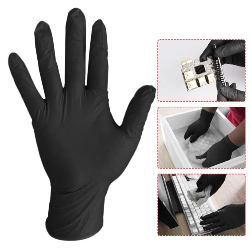 lot Black LaTex Gants de nitrile jetable WorkRubbergardenkitchendishwashing ménage Nettoyage Hands Products8024644