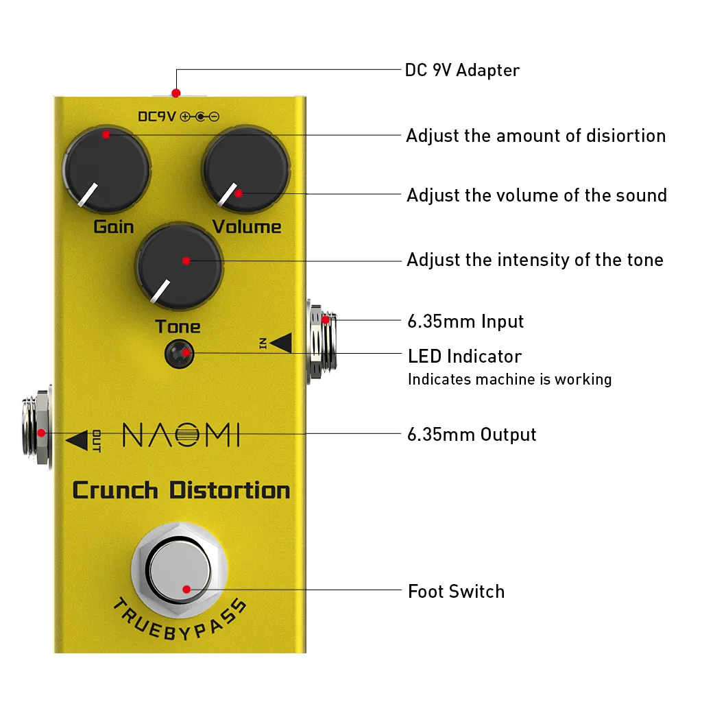 Naomi Gitar Etkileri Pedal Crunch Distorsiyon Etkisi Mini Tek Distorsiyon Pedalı Gerçek Bypass NEP031262639