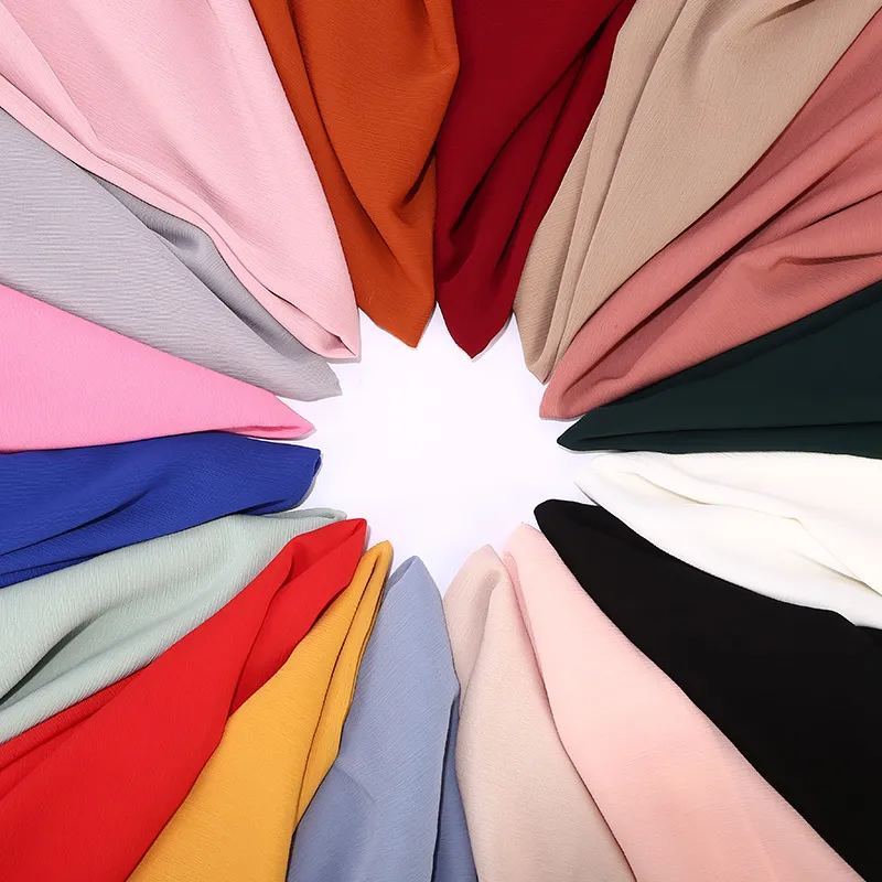 Новые женские однотонные креп-шифоновые хиджабы шарфы мягкие шали мусульманские морщинистые шифоновые шарфы хиджабы Шарфы 10 шт./лот T2007292329