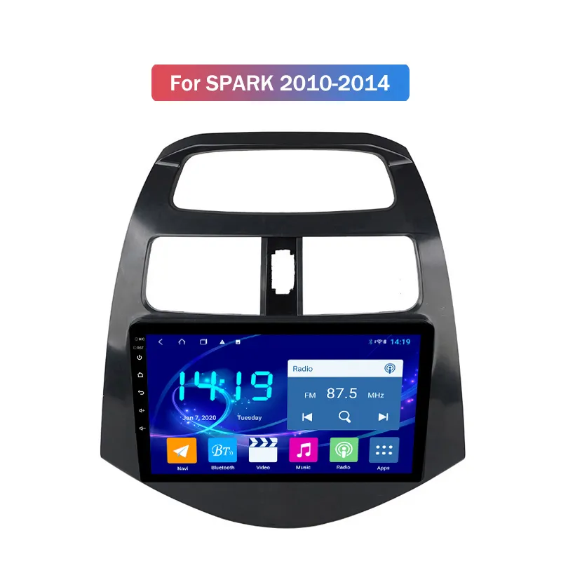 Lettore video DVD auto Chevrolet SPARK 2010-2014 Schermo IPS 2.5D Android 8 Core WiFi 4G GPS Navi