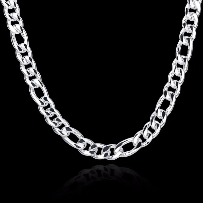 24 Pure Real 925 Sterling Silber Figaro Ketten Halsketten Frauen Männer Schmuck Freund Freund Geschenk 60 cm 10mm Colier Whole2436