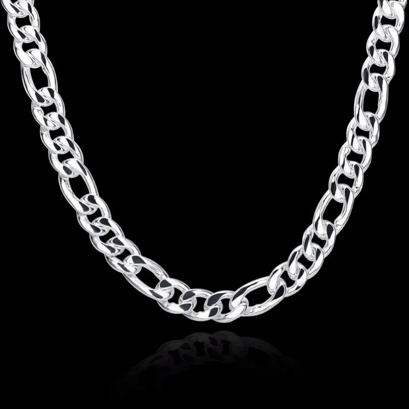 24 puro real 925 prata esterlina figaro correntes colares mulheres homens jóias menino amigo presente 60cm 10mm colier whole266f