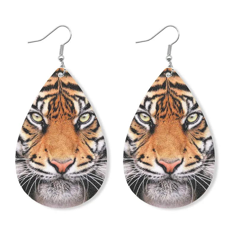 Teardrop Tiger Leather örhängen för kvinnor Elegant Wild Water Drop Leopard Earring Fashion Jewel Girl Girent Supply Manufa3390849