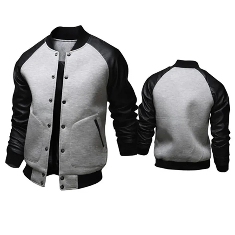 Cool college baseball jacka män mode design svart pus läder ärm mens smal passform varsity jacka märke veste homme j04 cx200730