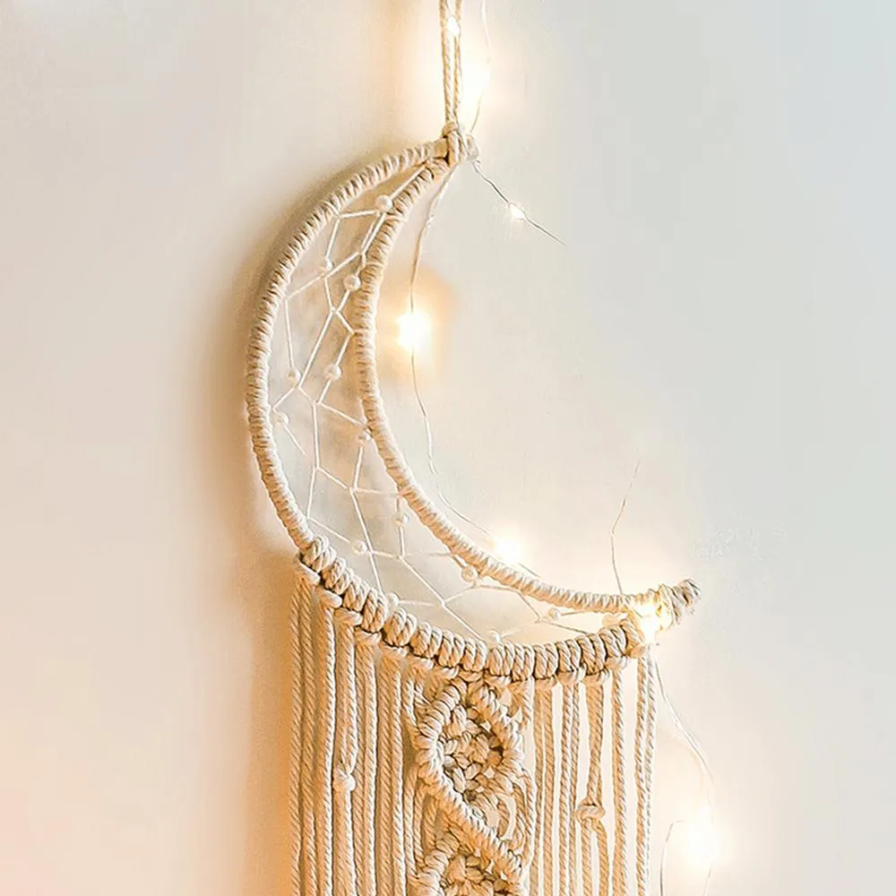 Nordic Star Moon Macrame Wall Hanging Macrame Dream Cathers Boho Decor Room Decoration Tapestry Wall Hanging308m