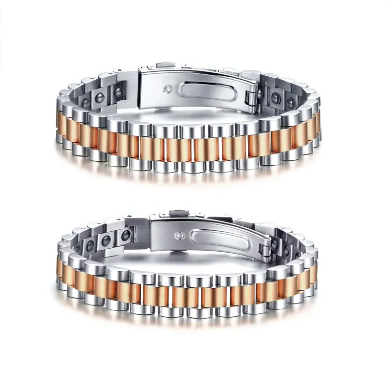 Svart hematitmagnetisk terapi klockband armband för män rostfritt stål länk armband gåva till honom hennes cx200731230p