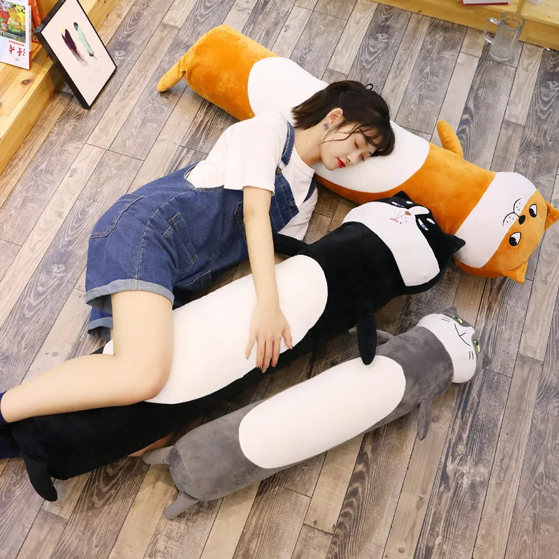 90 140cm Kawaiiぬいぐるみ猫のおもちゃぬいぐるみの動物人形柔らかい長い漫画オフィスランチブレイクナップ睡眠枕ギフト人形M2510449