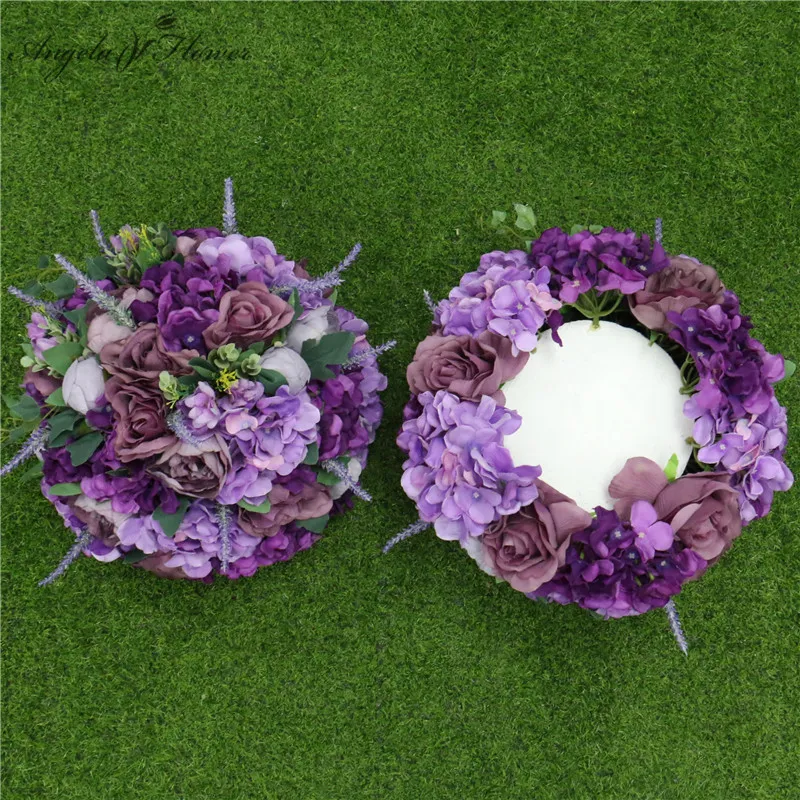 Декоративные цветы венки на заказ 35 45 см искусственный цветок шаровая подставка фиолетовая лаванда центральные композиции композиция декор свадьба Ar324T