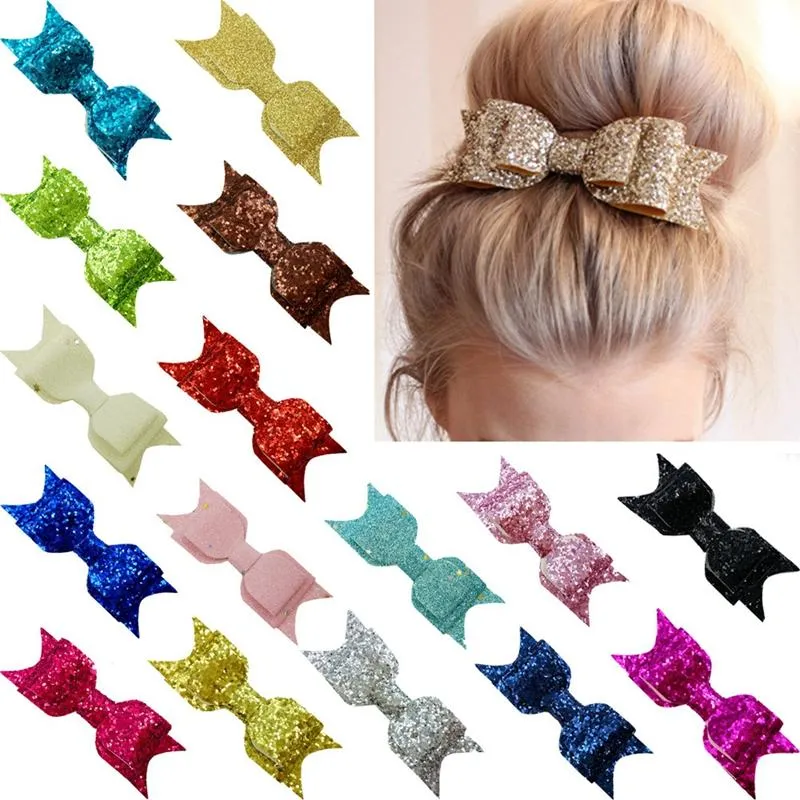 Girls Sequin Big Bow Hairclips Kids Glitter Pinzas Para El Pelo Del Arco Madchen Hair Clip Shiny Butterfly Headdress Girls Bow Hair Clips