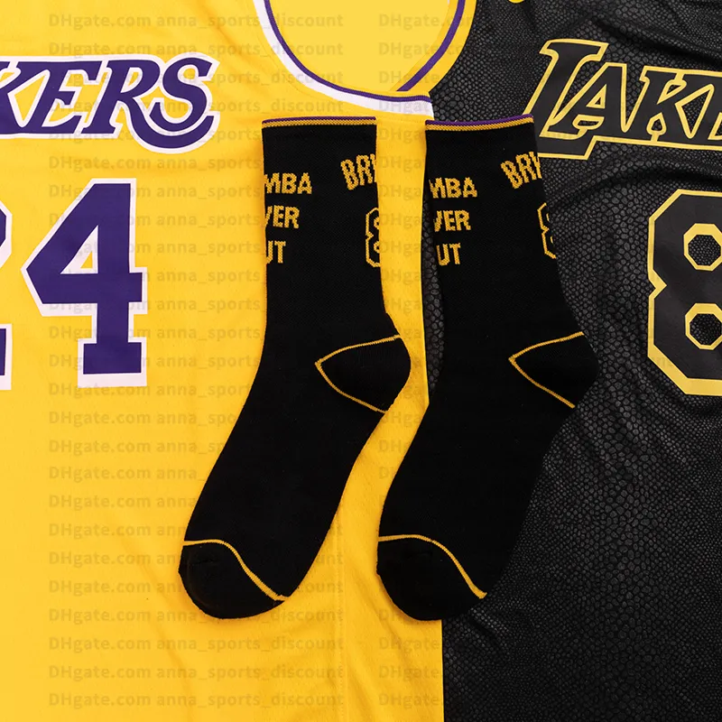 Lakers Purple Gold Farbe passende Basketball -Socken bequemer purer Baumwoll -Atmungs -Sportsocke 4046 -Gröze Whole Support6187735