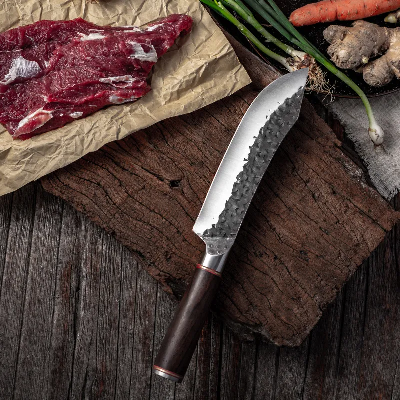 Couteau de chef en acier élevé vêtu en acier forgé à désosser trancher boucheur couteaux de cuisine viande de viande de viande