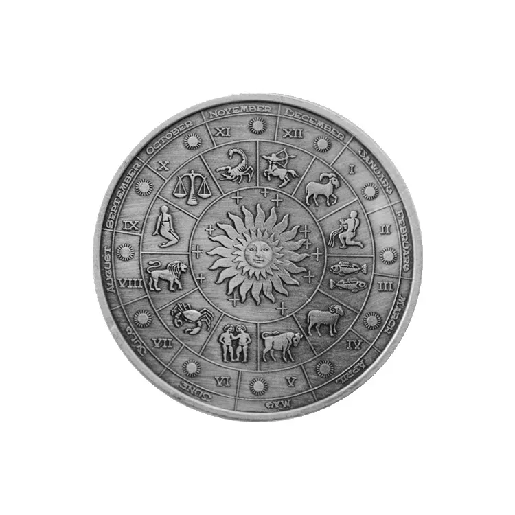 Argent accessoire américain antique défi COIN TRAFFORME COMMORATIVE COIN CUIN 12 Constellation Set Relief plaqué ancien Silv1050469