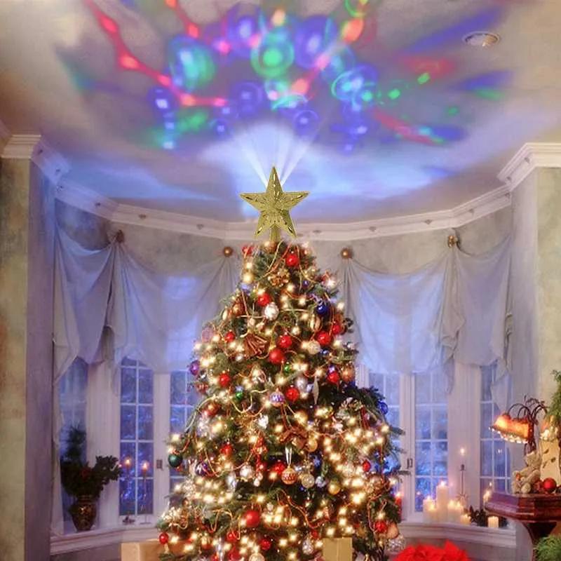 クリスマスライトLEDナイトライトメテオ5ポイントの星ランプツリートッパー装飾EU USA UKプラグ220Vクリスマス雰囲気照明3176