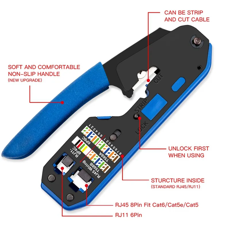 RJ45 Tool Network Crimper Cable Cable Plier Plier стриптизерша для RJ45 Cat6 Cat5e Cat5 RJ11 RJ12 Connector7614130