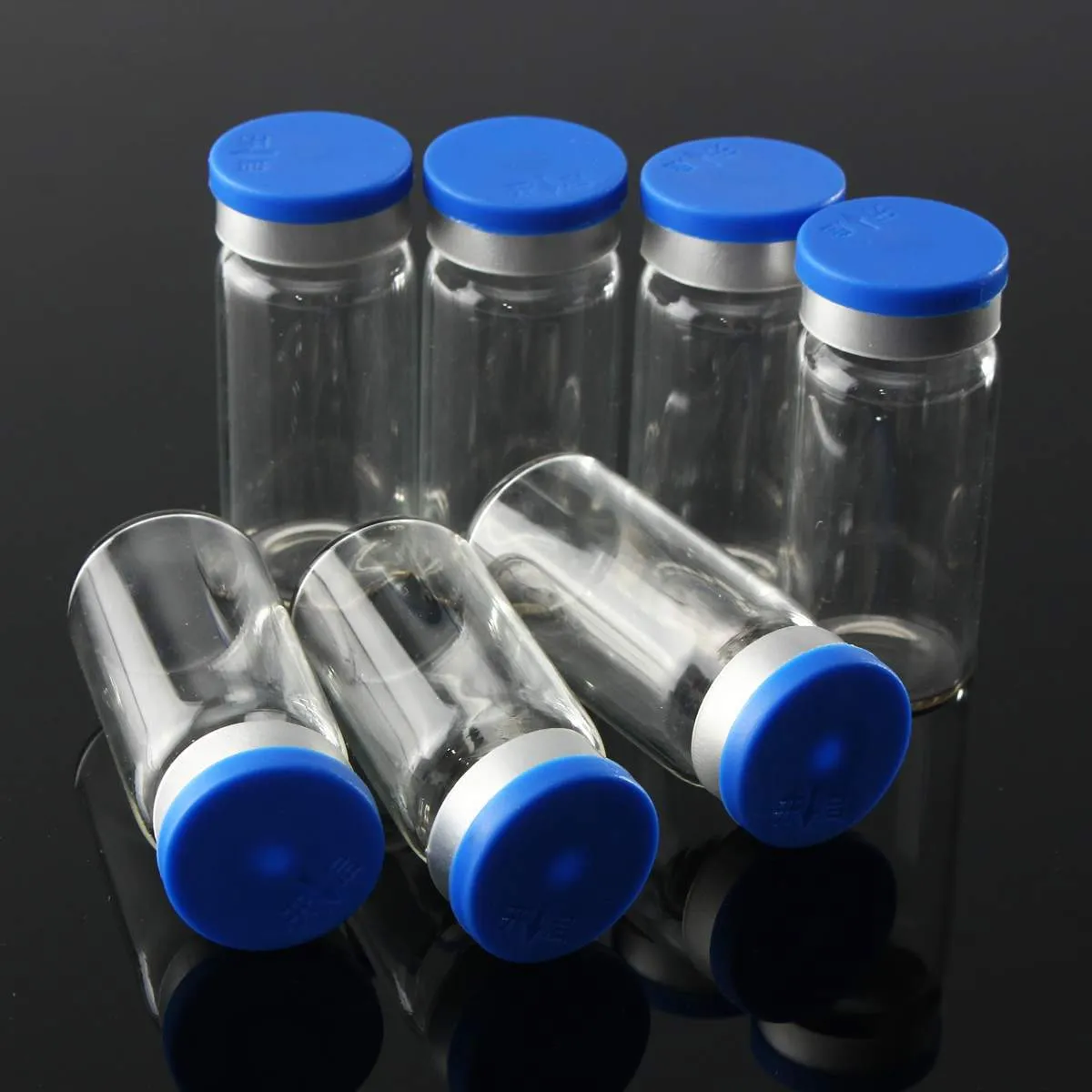 100 peças 10 ml Frasco de vidro transparente para injeção/rolha com tampas flip-off Frascos de remédios pequenos Recipientes líquidos para teste experimental CX200724