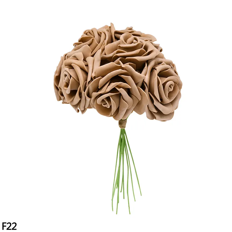 24 7 cm Bouquet De Fleurs Artificielles PE Mousse Rose Fausses Fleurs Pour Le Mariage Fête D'anniversaire Décor Fournitures Saint Valentin Gi303V