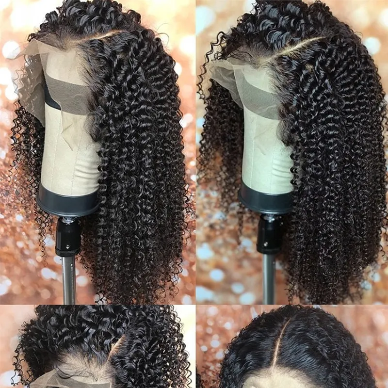 Nowa 150 Gęstość Kinky Curly Peruki Pełne koronkowe ludzkie włosy dla kobiet Glueless HD Transparent Bob Wig Fake Scalp Dolago Wigs3133395