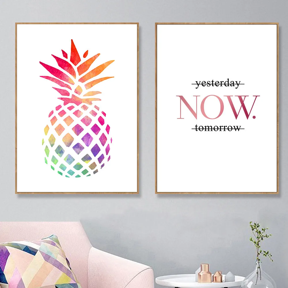 Minimalist Poster Suluboya Ananas Posterleri ve Baskıları Nordic Tırnaklar Duvar Sanat Tuval Resimleri Oturma Odası Çıkarsız4381777