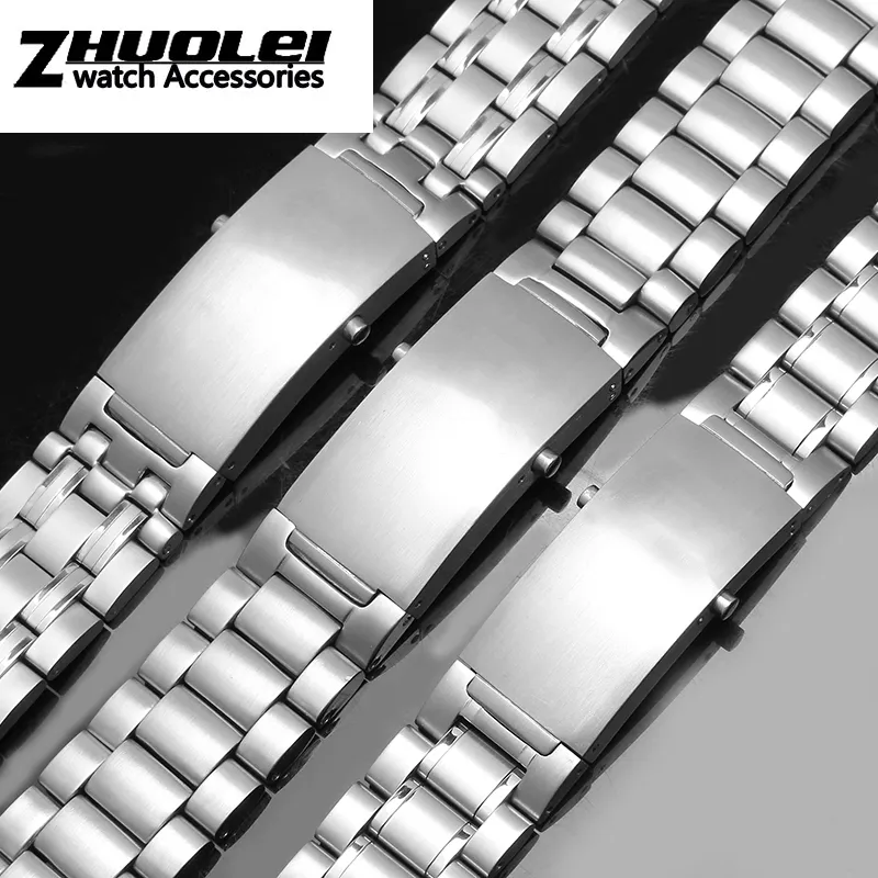 För O-MEGA 007 Armband 18mm 22mm 20mm silver rostfritt stål fast länk Watchband remmar fällbara lås säkerhet män correa de rel282j