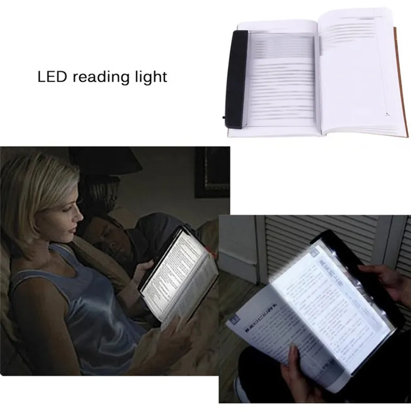 Ögonvård LED -bok Light Clipon Night Lights Reading Lamp Flat Plate Portable Travel Panel LED Desk Lamp för hemmet inomhus sovrum4796887