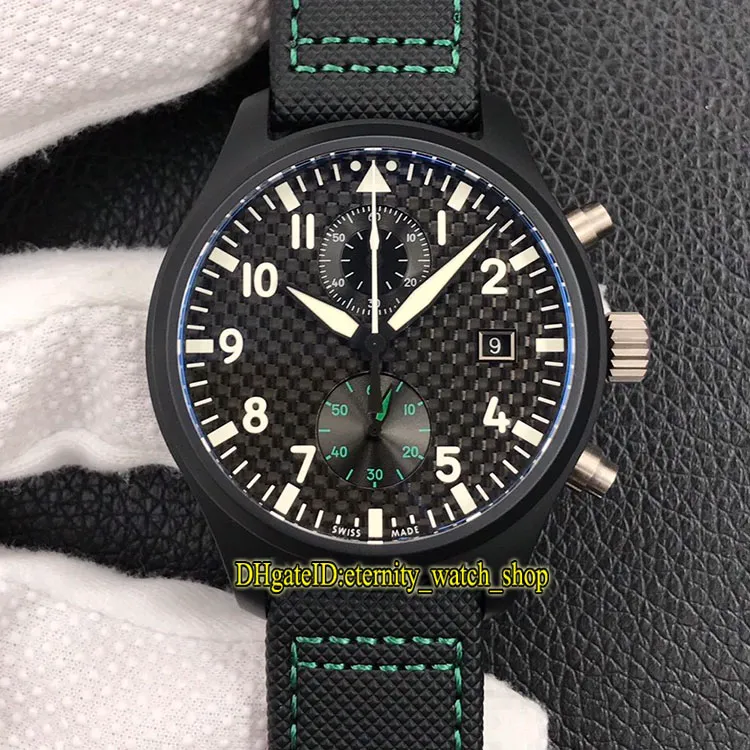 Najlepsza wersja YL Pilots Classic Series Ceramic Case 389008 Blue Dial ETA 7750 Chronograph Automatyczne męskie zegarek nylon sport Stopwatch2775