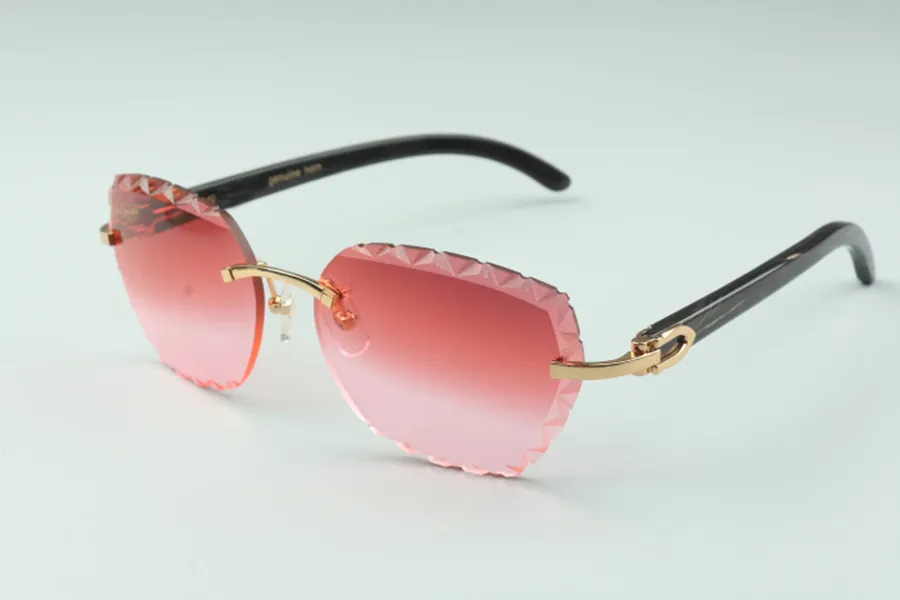 Óculos de sol com lentes de corte high-end da moda direta 3524019 óculos de chifre de búfalo preto natural tamanho 58-18-140mm282S