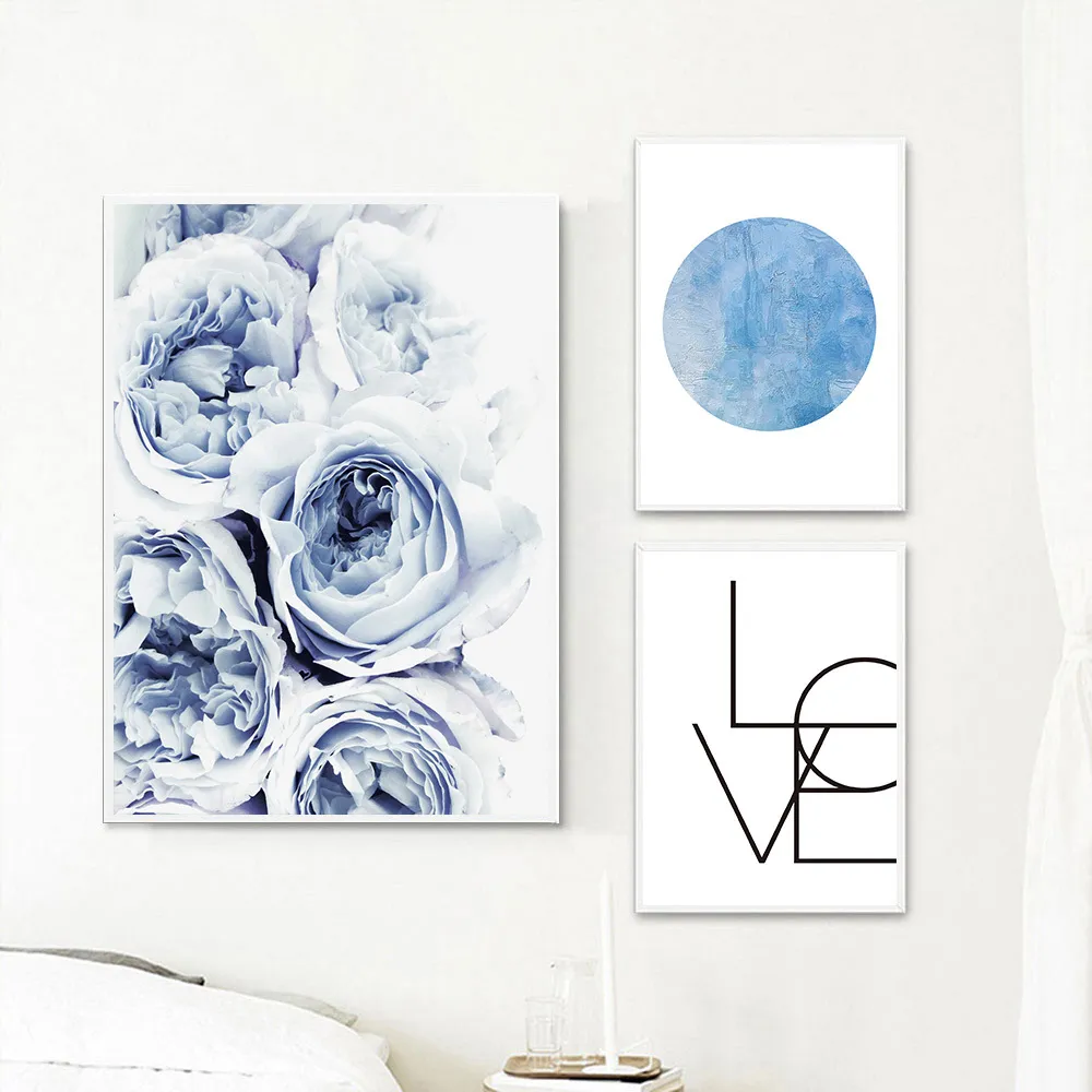 Pôster nórdico azul oceano, pintura em tela, flor, impressão de parede, paisagem, imagem moderna, abstrata, arte de parede, decoração de casa 5811850