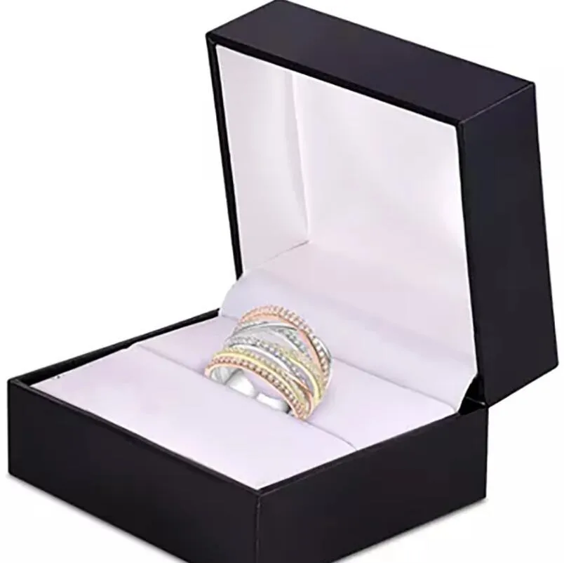Bijoux de mode vintage faits à la main en argent sterling 925 et or pavé de saphir blanc CZ diamant pierres précieuses promesse de mariage pour femmes Cros291j