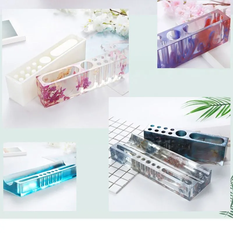 2Styles Liquid Multi-Functional Pen Holder Epoxy Resin Molds Storage Box Pencil Holder Silicone Mold for jewelry making 24 28cm CX239W
