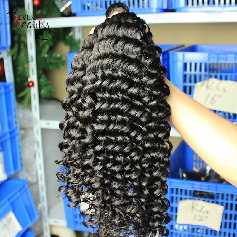 Deep Wave Human Hair Bundles With Closure Hair Extensions Brazilian Virgin Hair Weave Bundles Loose Curly Ever Beauty Product9454986