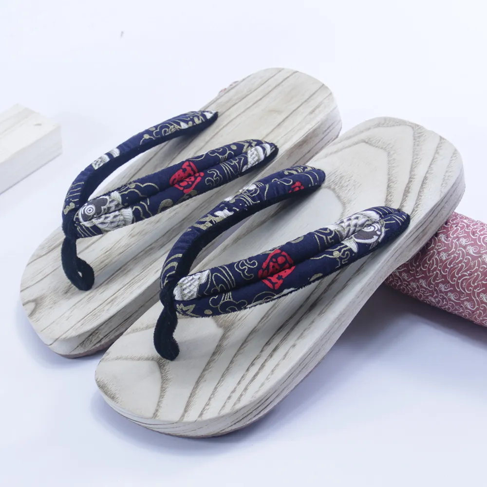 Geta Zoccoli Uomo Stile giapponese Kimono Scarpe a punta tonda Anime Cosplay Infradito tradizionali in legno Sandali orientali Pantofola da sauna interni