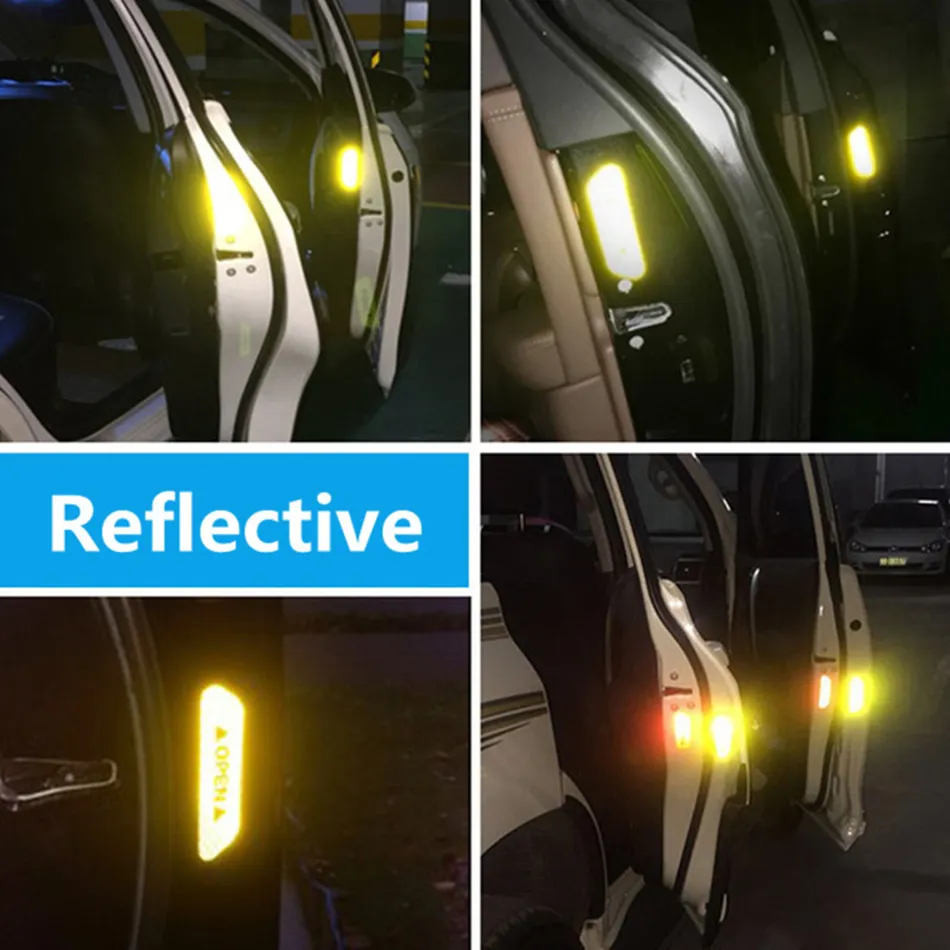 4 StuksLot Autodeur Open Prompt AntiCollision Reflecterende Stickers Tape Conspicuity Veiligheidswaarschuwing Waarschuwing Sticker Voor Auto Vrachtwagen Tra5303549