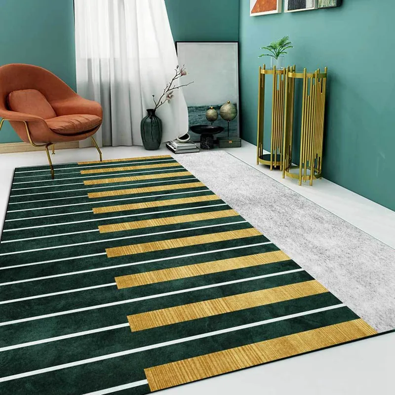 Geometriska piano nycklar matta och matta grönt guldgrått mönster kök vardagsrum icke-halkgolvmatta sovrum sovrum soffa tapete289k