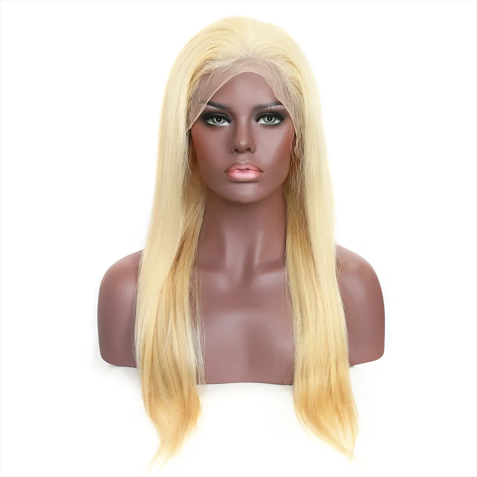 Perruques de cheveux humains avant de dentelle Blonde perruques de cheveux humains colorés droites pour les femmes noires pouces perruque avant de dentelle pré-plumée full8101615