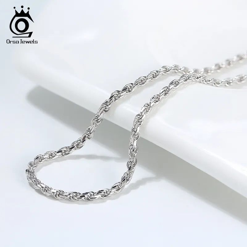 orsa Jewels Diamond Cut Rope Stain Nglaces Real 925 Silver 1 2mm 1 5mm 1 7mm chain for Women Men Jewelry Gift OSC292353