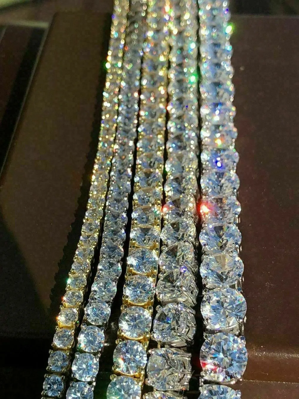 Corrente de tênis gelada pedras de zircônia real prata fileira única homens mulheres 3mm 4mm 5mm colar de diamantes joias presente para festa temática309y