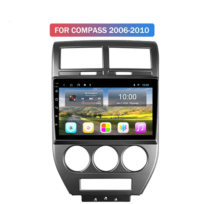 Android Car Radio Video Player Stereo Touch screen da 9 pollici Navigazione GPS Jeep COMPASS 2006-2010