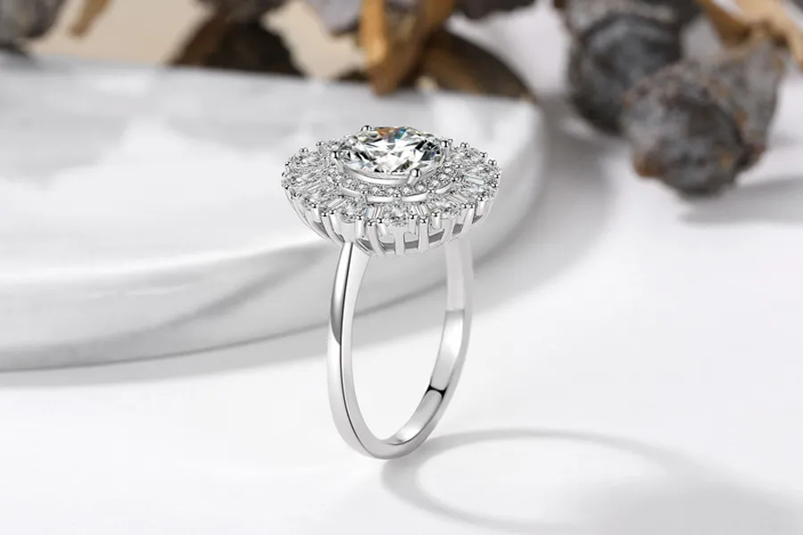 Prawdziwy 925 Srebrny pierścień Oval 6 8 mm Moissanite kamień ślubny pierścionek zaręczynowy Pierścionek Grzywny Biżuter