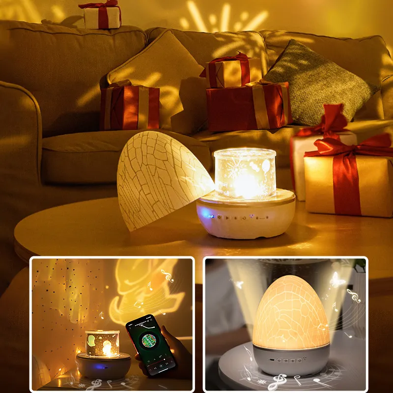 Night Light Dinosaur Egghell Projecteur rotatif Romantic Starry Desk Lampe Couleurs Changer de cadeau pour les enfants et la fête 10253227K