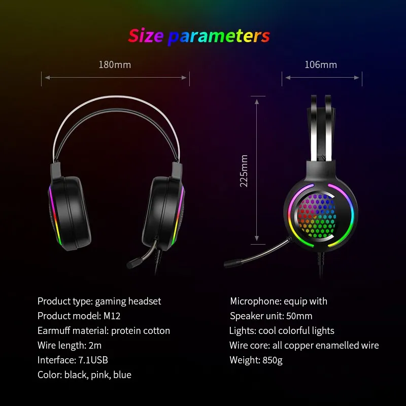 3.5mm Wired Noise Reduction Headphone Stereo Super Bass Earbuds 7.1 Channel Gaming Headset With Mic Over Ear Earphone16