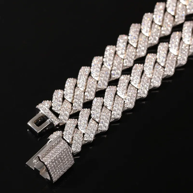 Iced Out Cuban Link Chain Mens Gold Silver Hip Hop Bijoux Collier 2647