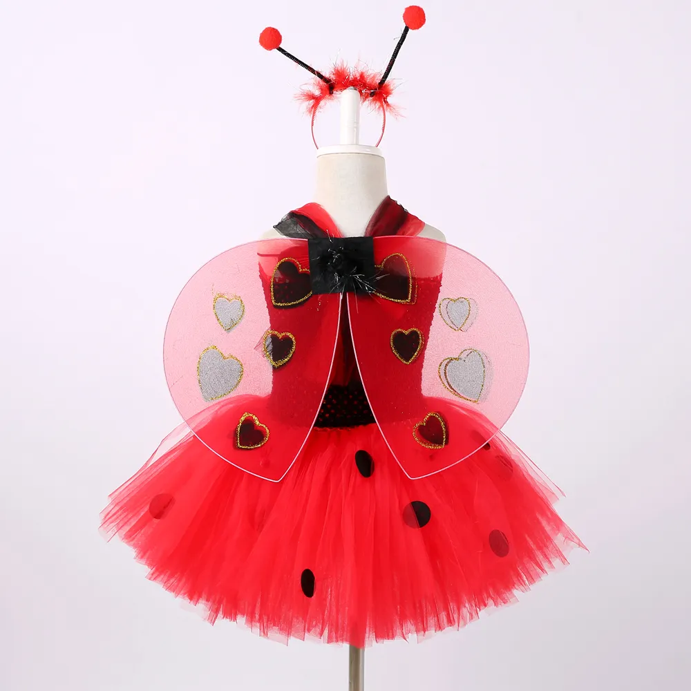 1 conjunto joaninha tutu vestido bebê menina vestido de festa de aniversário crianças halloween lady bug traje roupa joaninha meninas fantasia vestir-se 114 t6702790