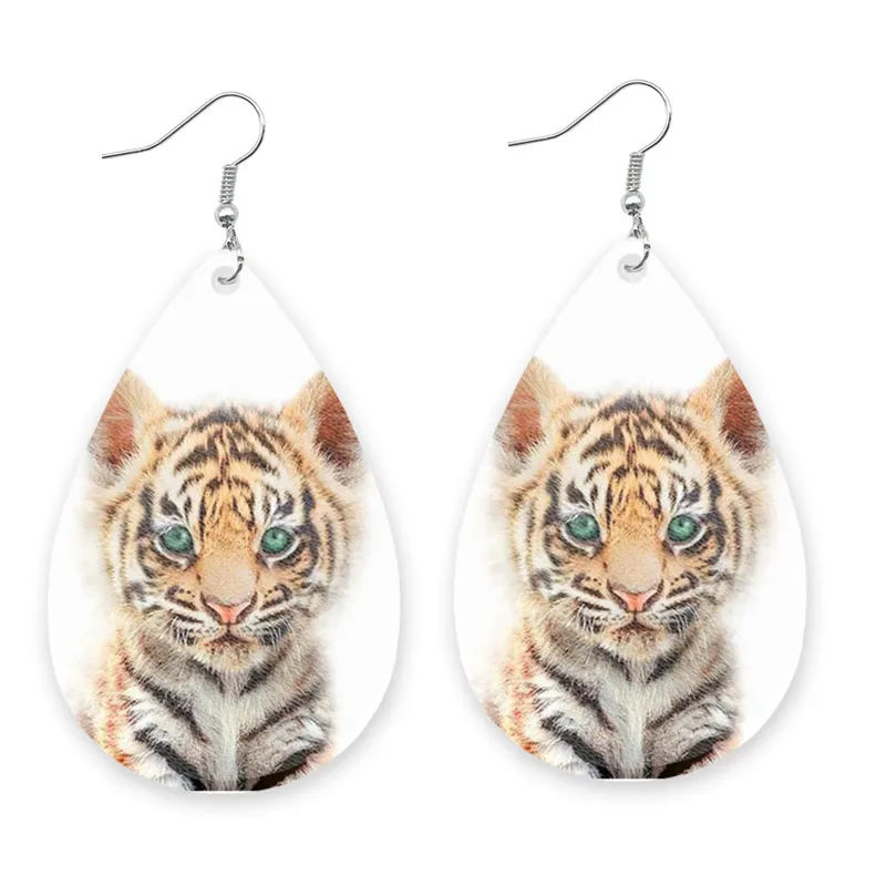 Teardrop Tiger Leather örhängen för kvinnor Elegant Wild Water Drop Leopard Earring Fashion Jewel Girl Girent Supply Manufa3390849